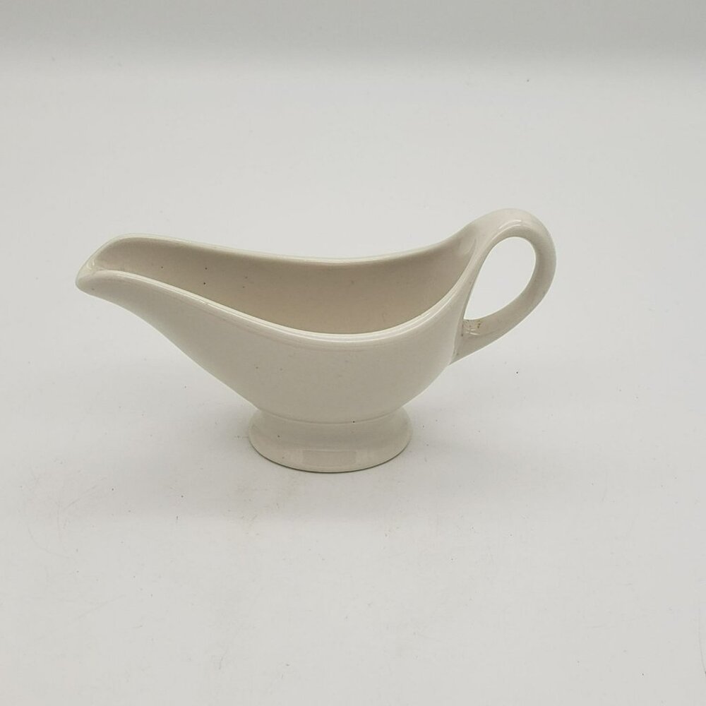 Vintage Homer Laughlin Ivory Ceramic Gravy Sauce Boat Heavy Restaurantware